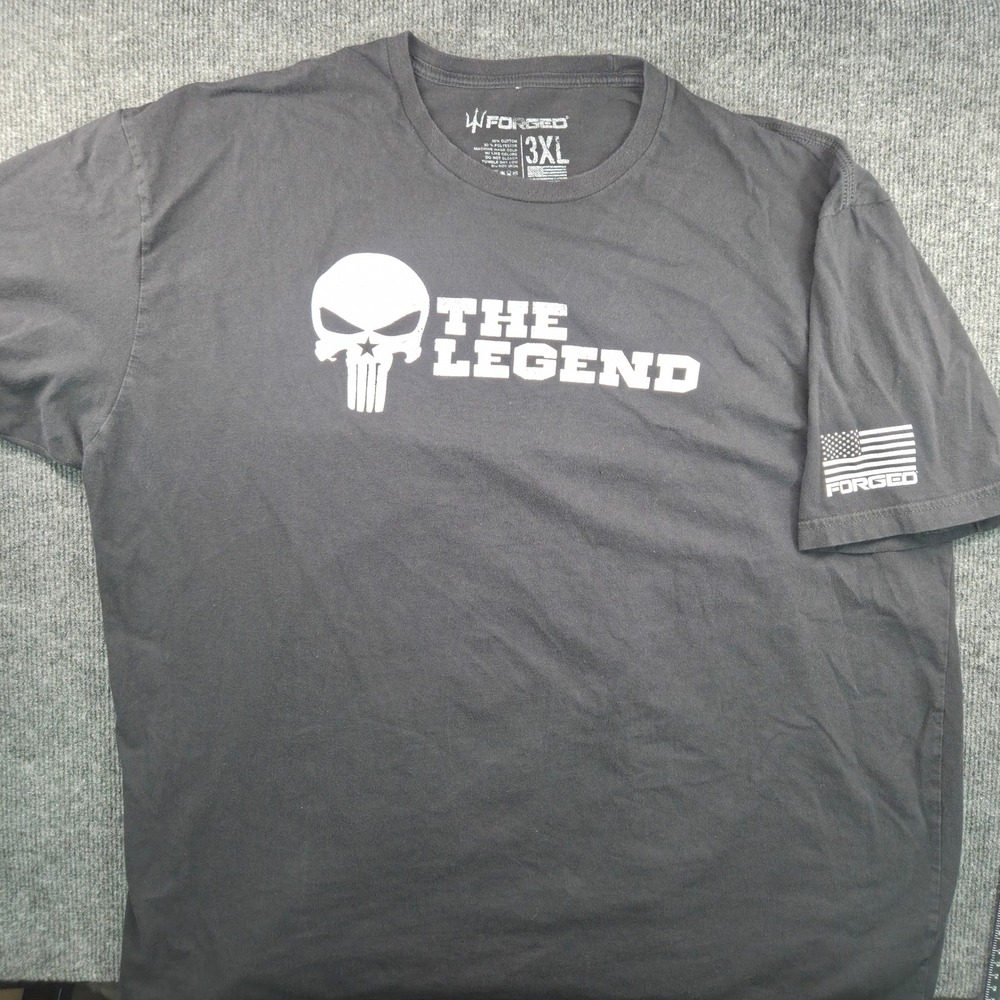 Forged The Legend Punisher T-Shirt Mens 3XL Black Cotton Blend Graphic Tee